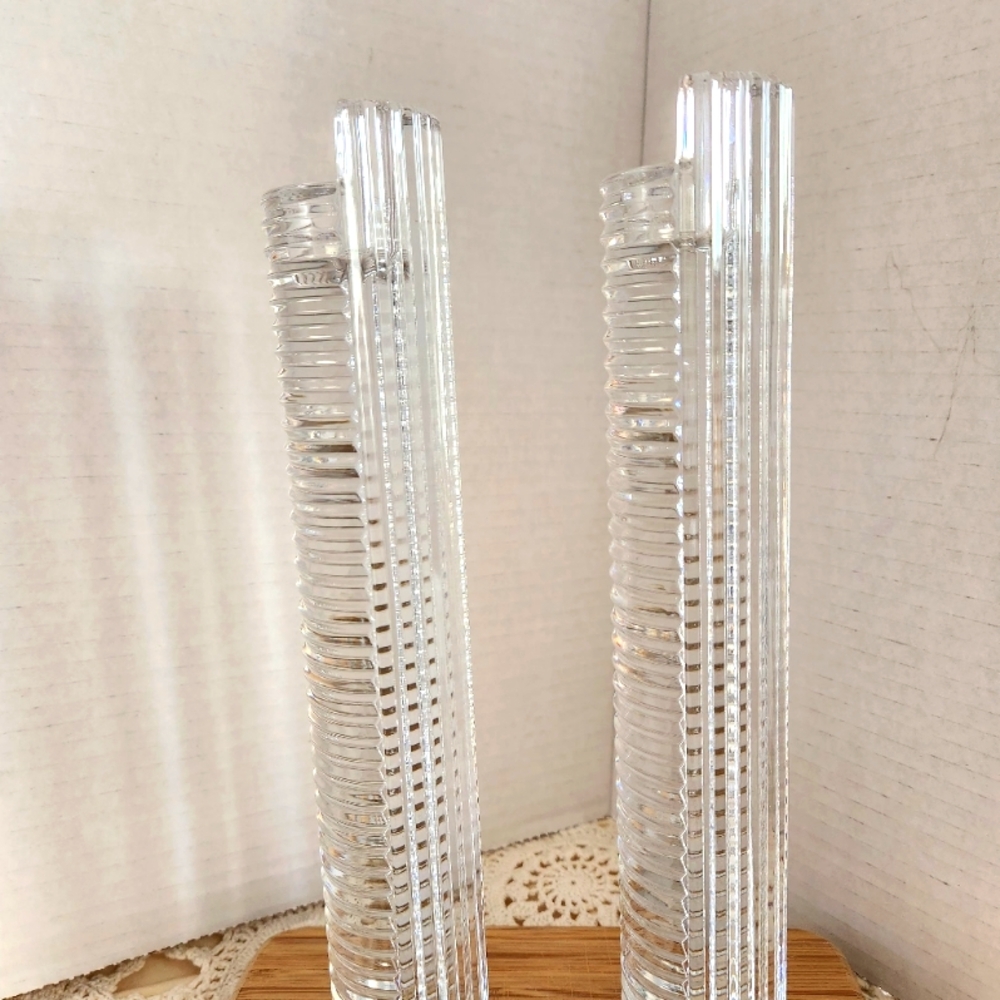 Elegant Clear Glass Candle Holders 2pc